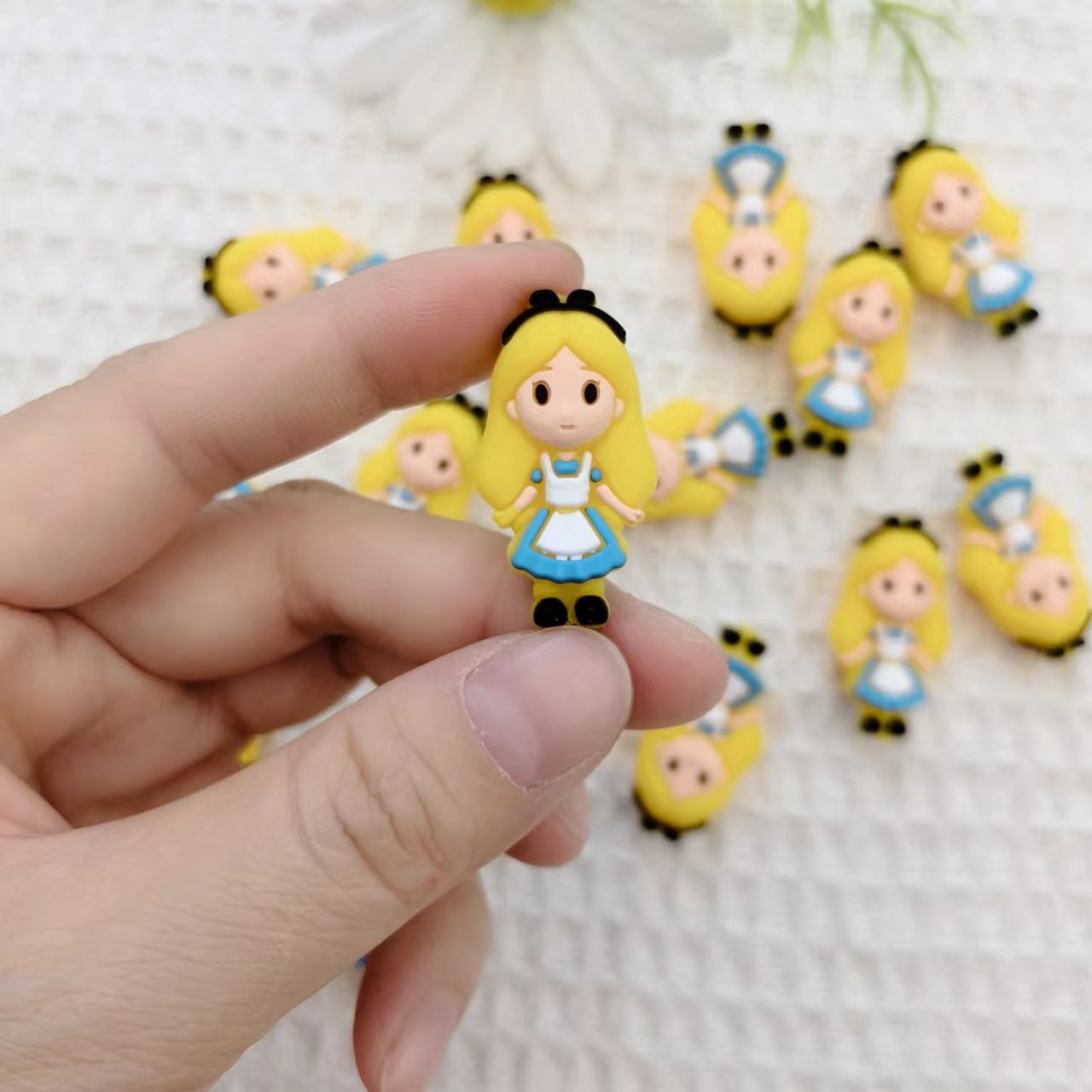 20Pcs Silicone 3D Focal Beads Cute Little Girl Yellow Dress 4