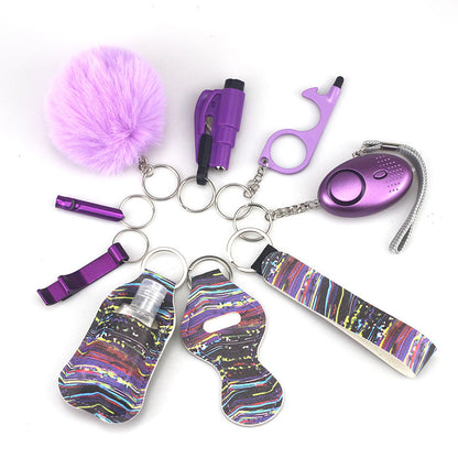 Outdoor Self Defense Alarm Whistle Pompom Keychain 10 Pack 42
