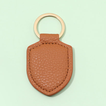 Leather Shield Keychain Classic Design with Metal Ring 9