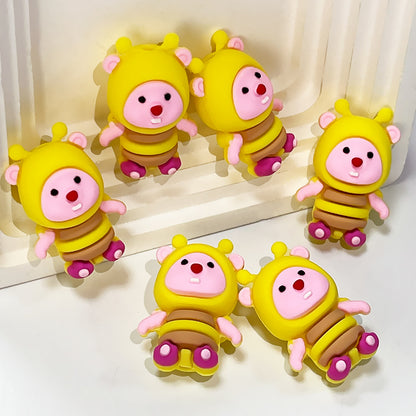 20Pcs Silicone 3D Focal Beads Cartoon Character Wearing Bee Costume 3