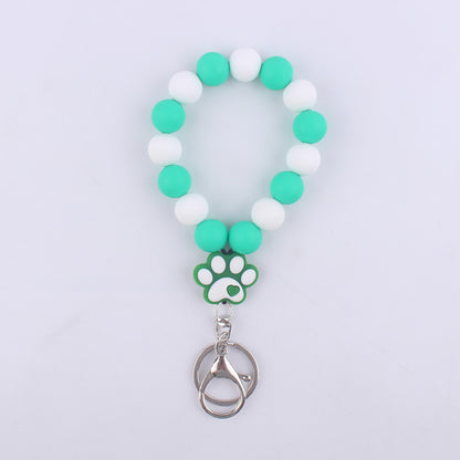 Dog Claw Silicone Bead Wristlet Keychain with Paw Charm 12