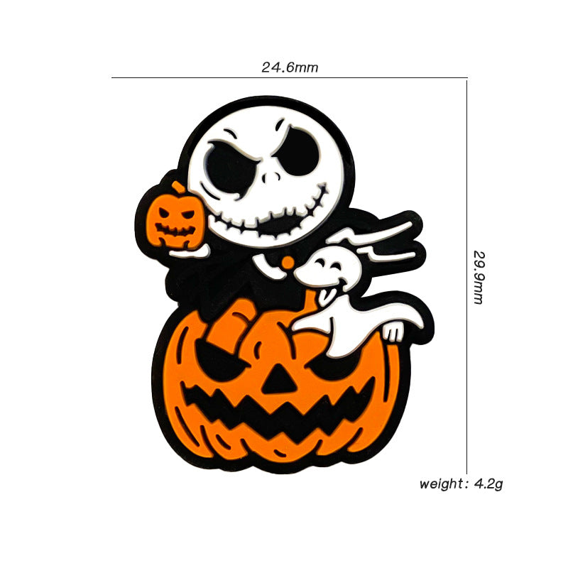 20Pcs Silicone Focal Beads Halloween Pumpkin Skull Holding Pumpkin 2