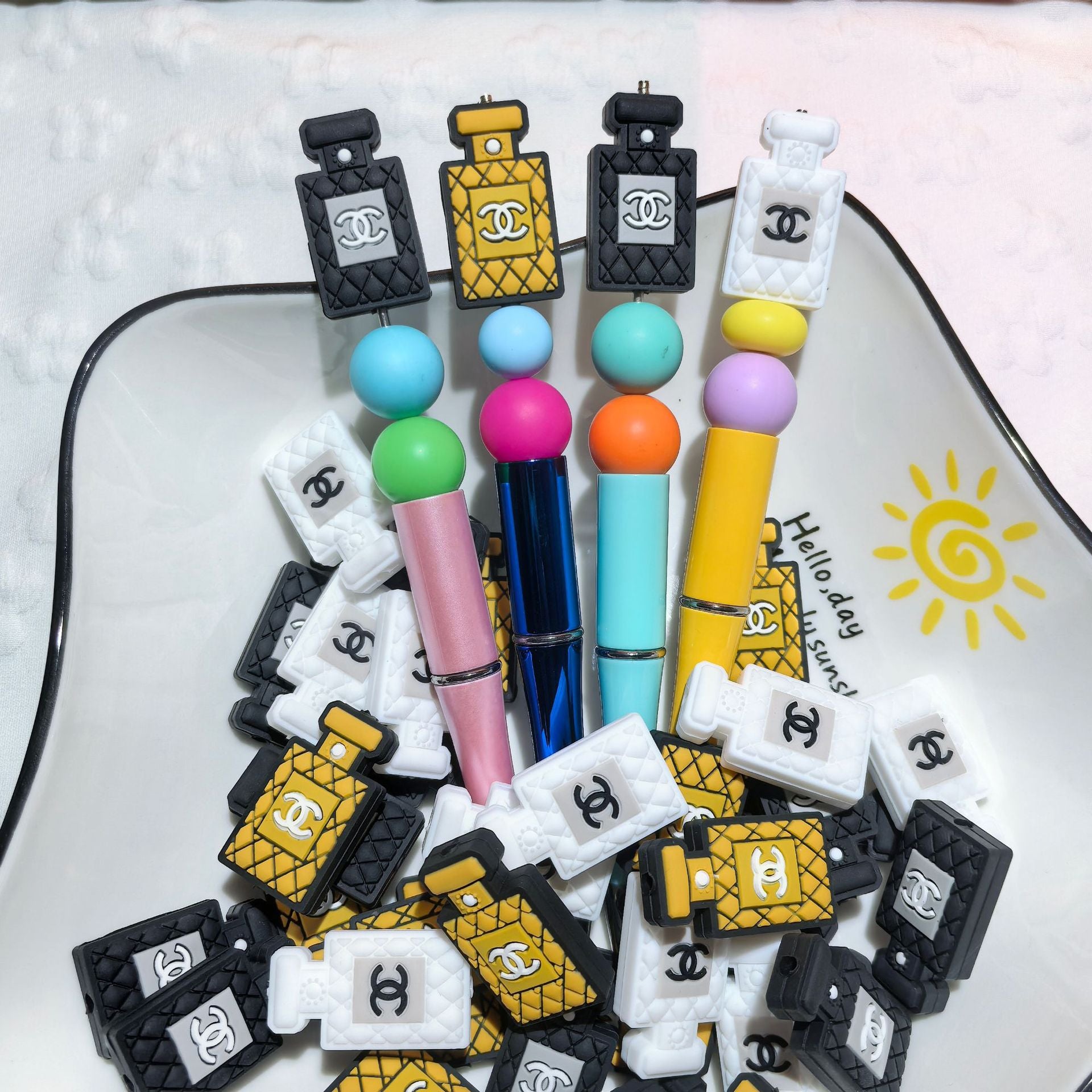 20Pcs Silicone Focal Beads Perfume Bottle Three Color Design