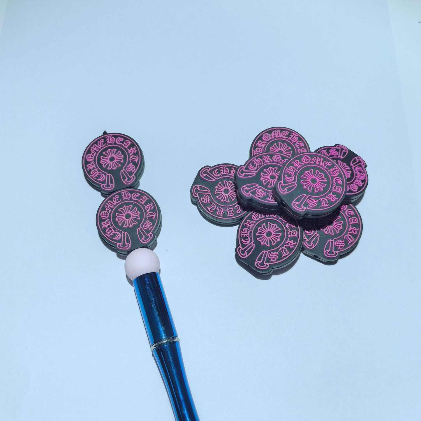 20Pcs Silicone Focal Beads Design Class Printed Text Detail 4