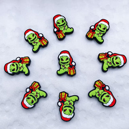 20Pcs Silicone Focal Beads Christmas Halloween Green Furry Character Scowling Face 4