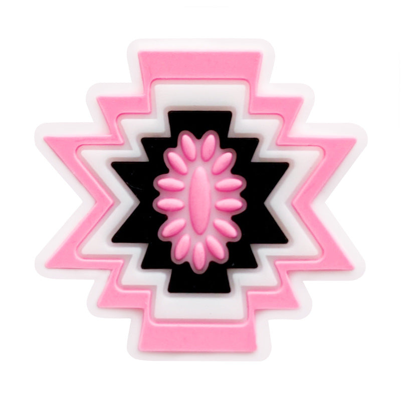 20Pcs Silicone Focal Beads Cartoon Wormhole Geometric Starburst Design 7