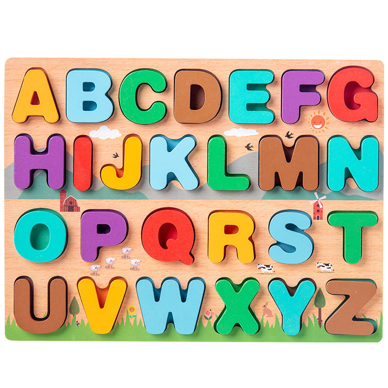 Wooden Alphabet Number Shape Puzzle Montessori Toys 30x22cm 4