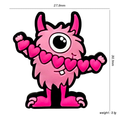 20pcs Silicone Focal Beads One Eye Monster Holding Heart Garland 2