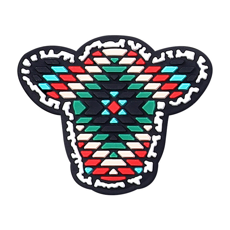 Silicone Focal Beads Cartoon Highland Bullhead Colorful Cow Head 4