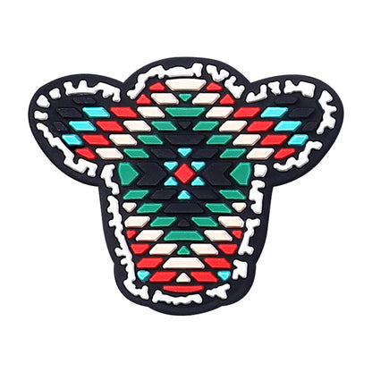 Silicone Focal Beads Cartoon Highland Bullhead Colorful Cow Head 4