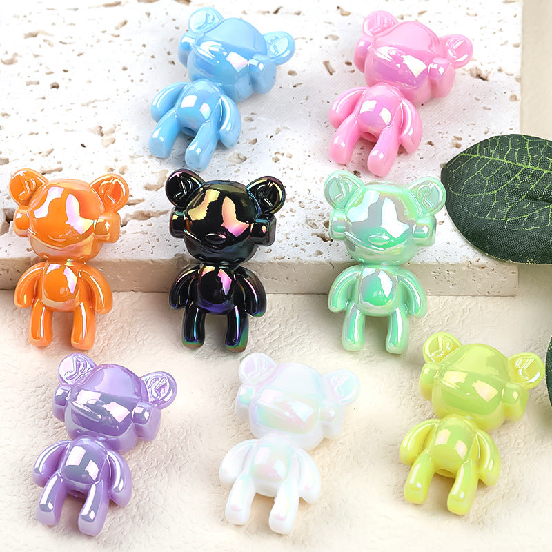 30pcs Transparent Violent Bear Acrylic Beads 22x29mm 20x27mm 24x34mm 2