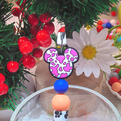 20Pcs Silicone Focal Beads Round Ear Mouse Character with Multi-Color Spots 10