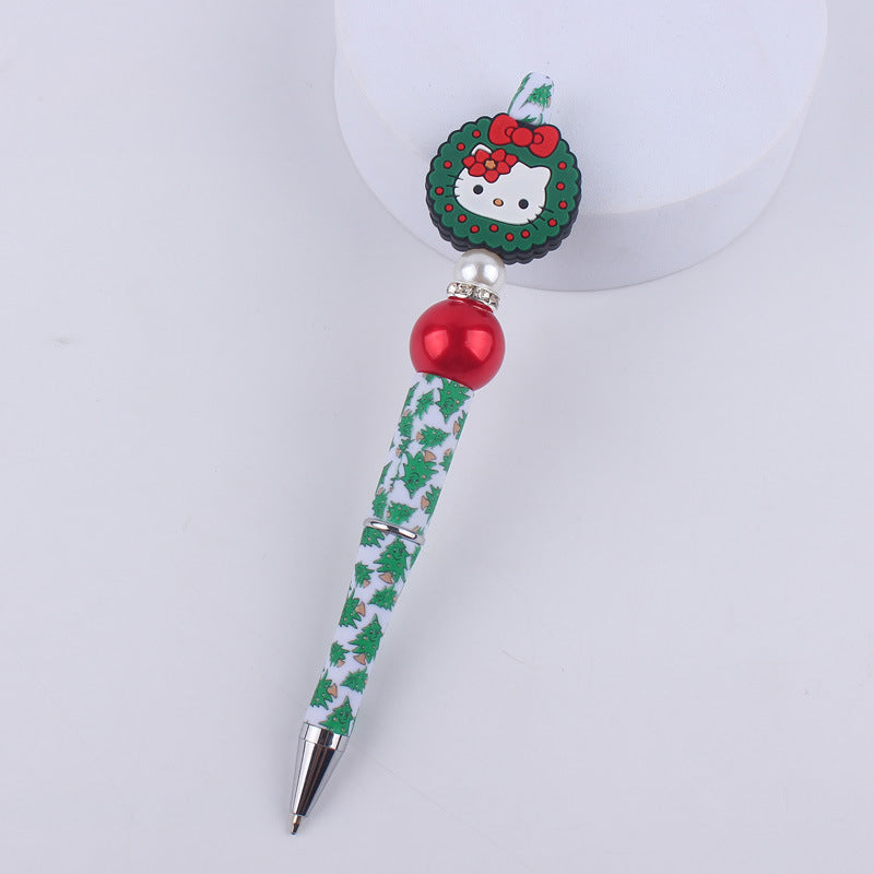 Santa Claus Snowman Silicone Beaded Pens Christmas Holiday Novelty Gift 13