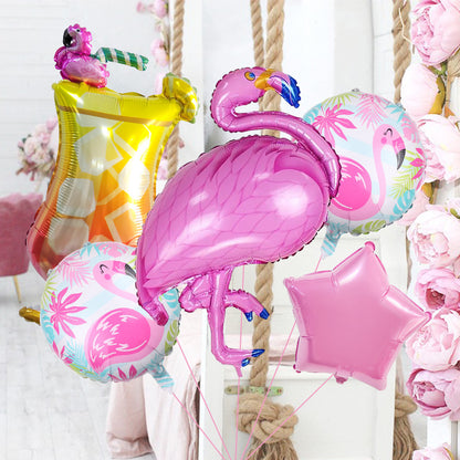 Rainforest Theme Flamingo Pineapple Foil Balloon Set Party Decoration