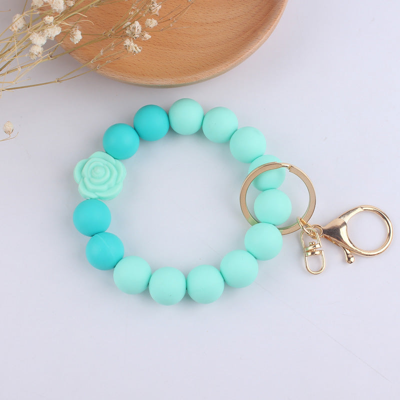 Daisy Rose Silicone Bead Wristlet Keychain 17