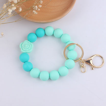 Daisy Rose Silicone Bead Wristlet Keychain 17