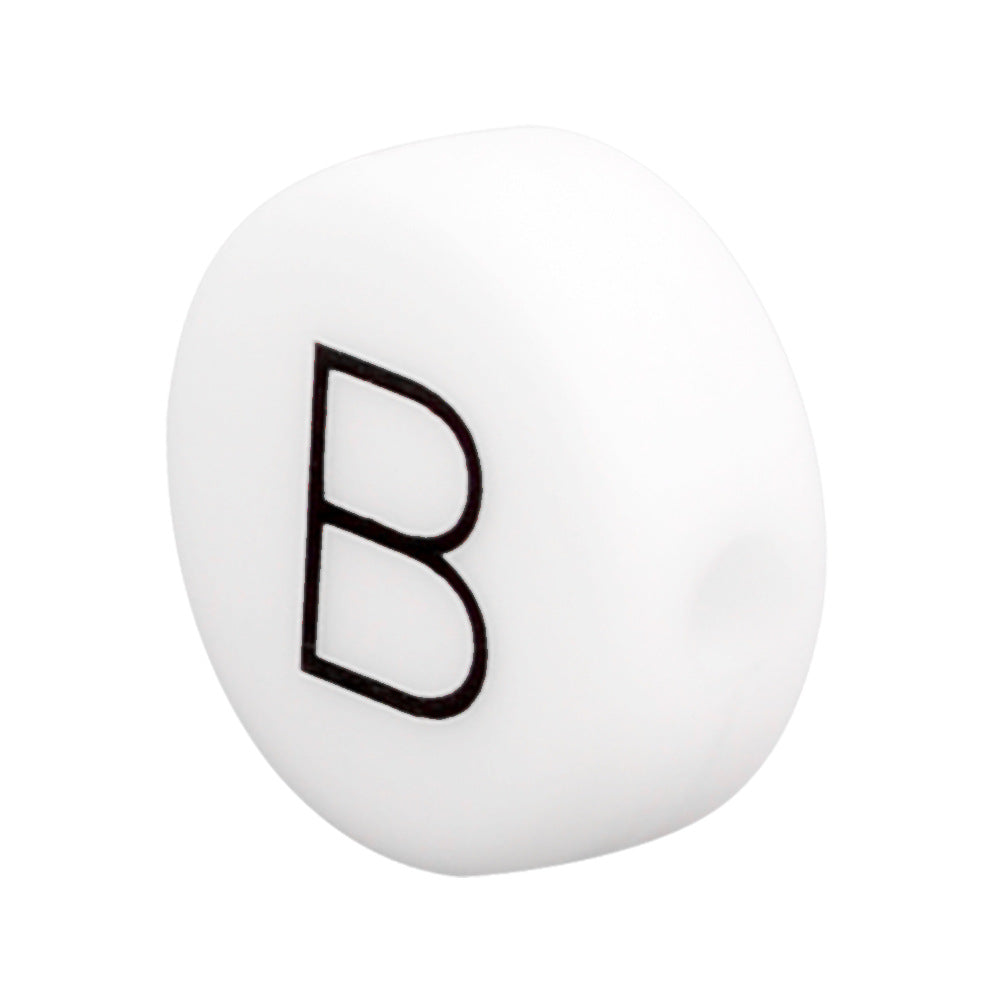 20pcs 12mm Silicone Letter Beads Alphabet Flat Round Single Letter 6