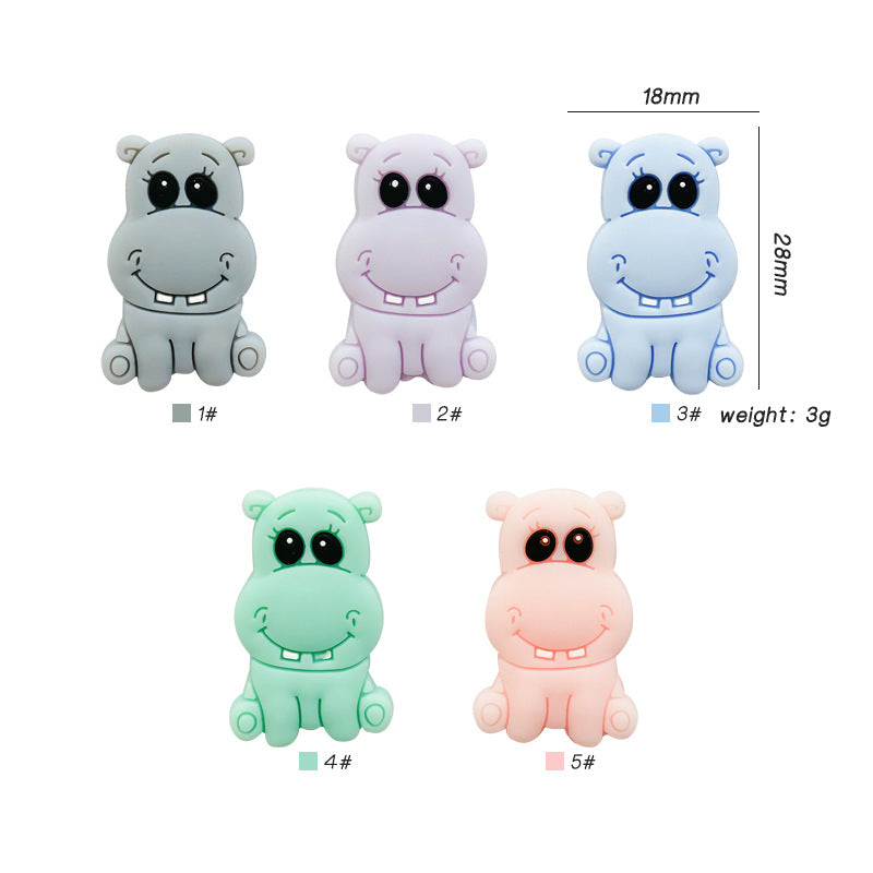 20pcs Silicone Focal Beads Hippo Sitting Pose
