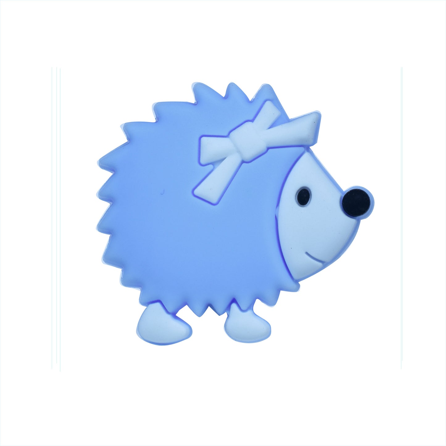 20pcs Silicone Focal Beads Hedgehog Side Profile with Bow 7