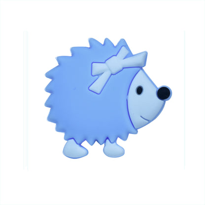 20pcs Silicone Focal Beads Hedgehog Side Profile with Bow 7