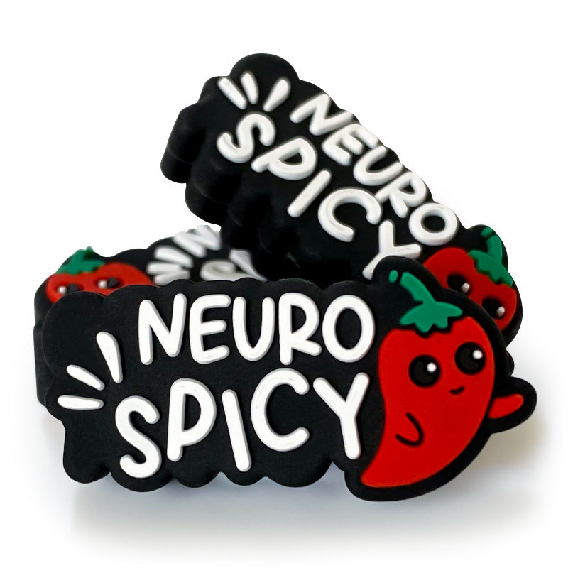 20pcs Silicone Focal Beads Chaotian Pepper with Printed Neuro Spicy Text 3