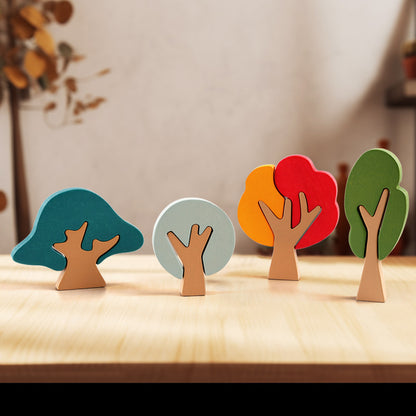 Wooden Building Blocks Forest Trees Montessori Toys 2