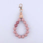 Wood Hexagon Silicone Bead Wristlet Keychain with Wooden Accent 10