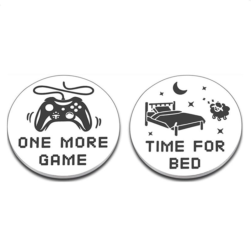 Go to Bed Decision Coin Stainless Steel Engraved Side 30mm