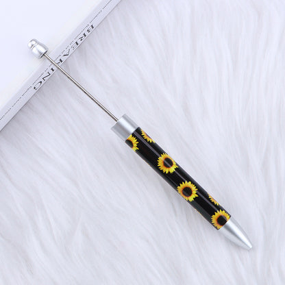 Long Printed Flag Sunflower Pattern Beadable Ballpoint Pens DIY Craft 16