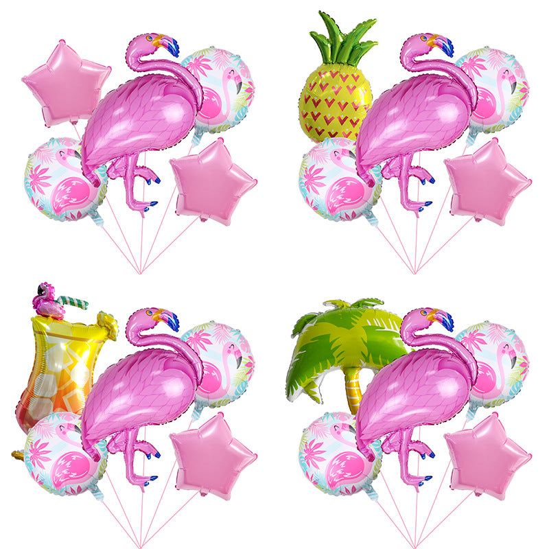 Rainforest Theme Flamingo Pineapple Foil Balloon Set Party Decoration 2