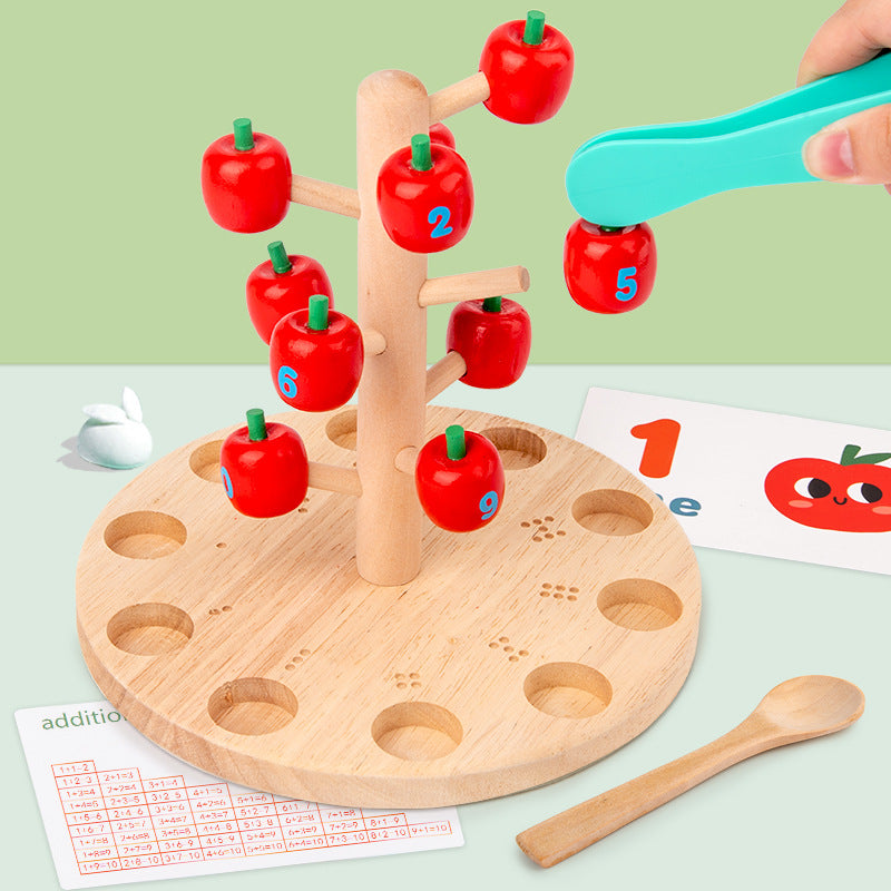 Wooden Apple Montessori Toys Educational Counting Game for Kids 5