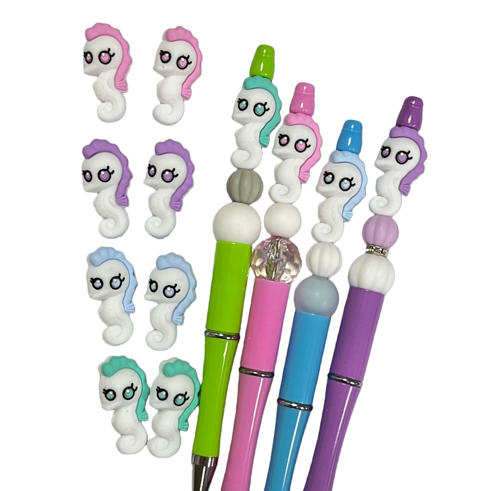 20Pcs Silicone 3D Focal Beads Cartoon Colored Seahorse Side Profile 5