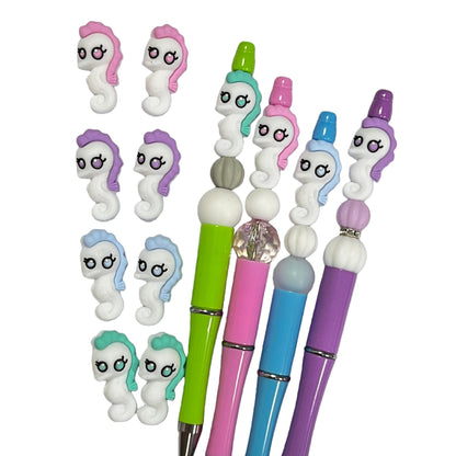 20Pcs Silicone 3D Focal Beads Cartoon Colored Seahorse Side Profile 5