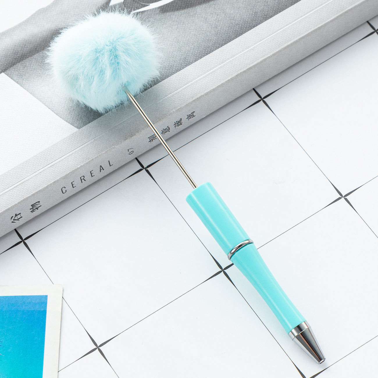 Plush Pom-pom Beadable Ballpoint Pens 15.5 x 0.8cm DIY Craft Supplies 13