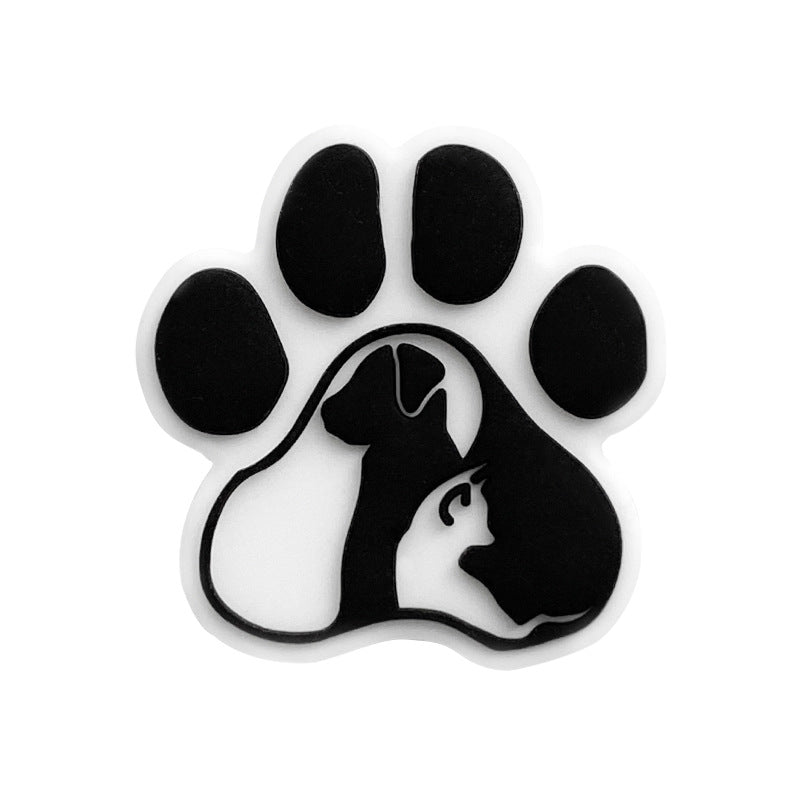 20Pcs Silicone Focal Beads Dog Claw Prints Raised Design 4