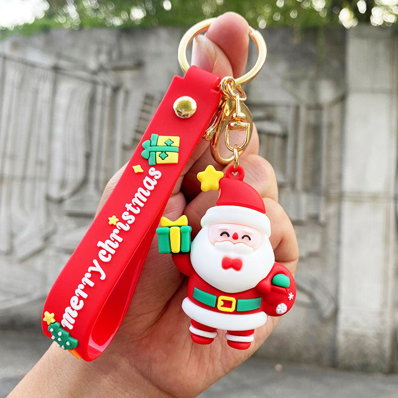 Cartoon Snowman PVC Keychain Christmas Holiday Charm 3