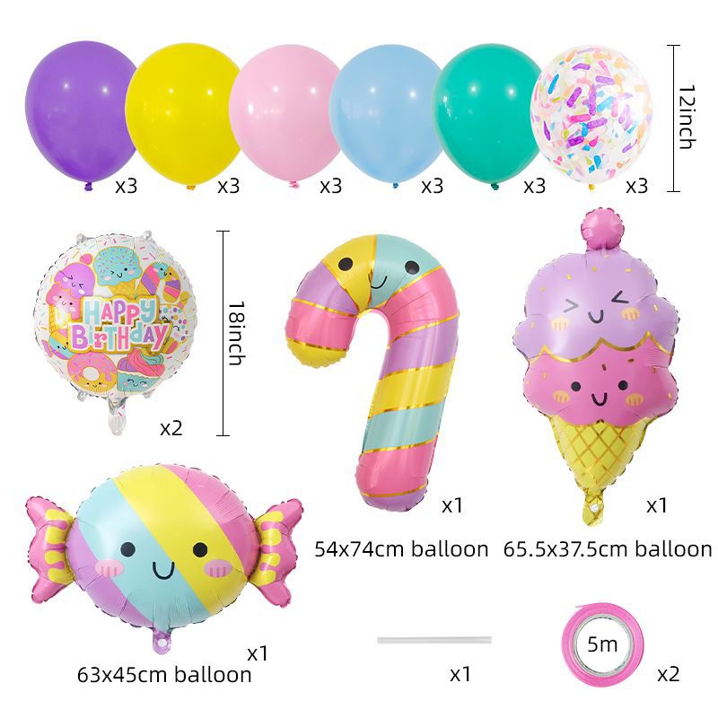 Cute Candy and Ice Cream Foil Balloon Birthday Party Decoration Set 2