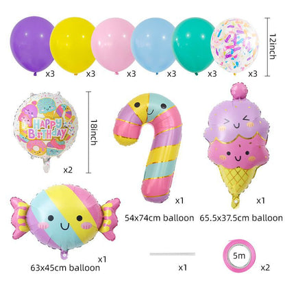 Cute Candy and Ice Cream Foil Balloon Birthday Party Decoration Set 2