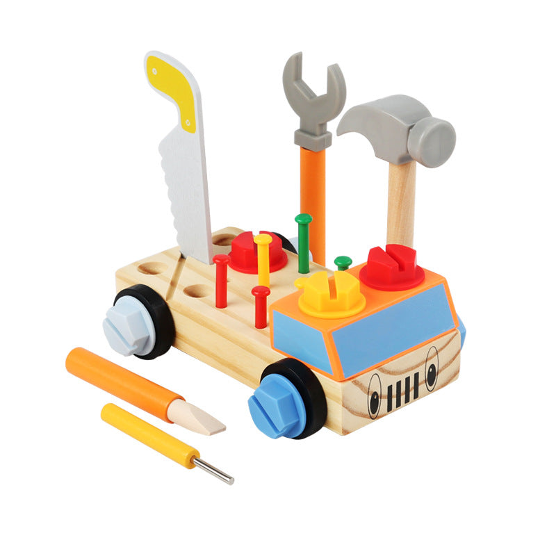Wooden Nut Tool Cart Montessori Toys for Toddlers 19.5cm 3