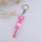 Flower Silicone Bead Keychain with Tassel Charm Accessory 10