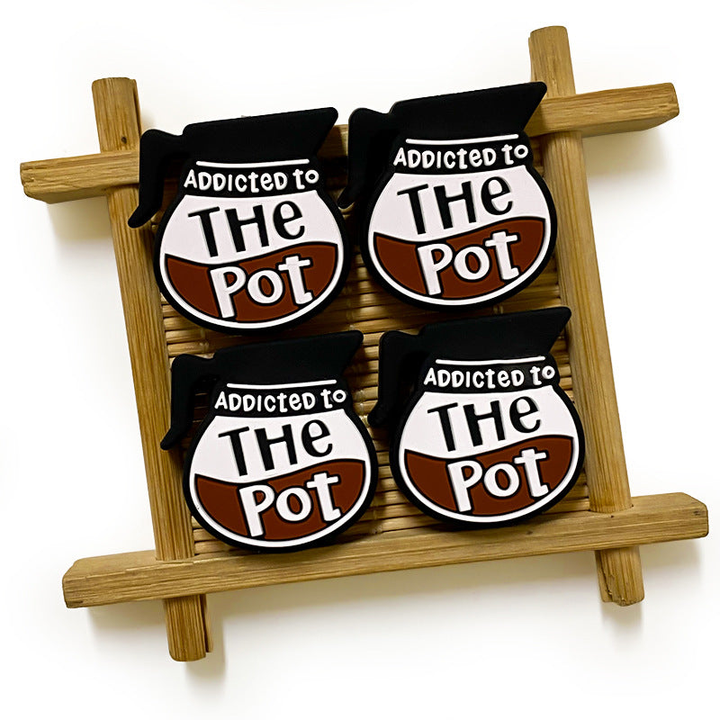 20Pcs Silicone Focal Beads Coffee Pot with Addicted to The Pot Text 3