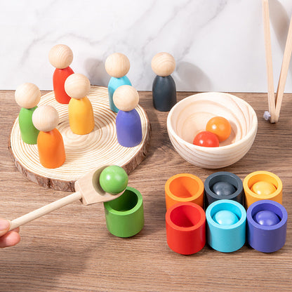 Wooden Montessori Toys 7-Color Ball Classification Cup Sorting Toy 2
