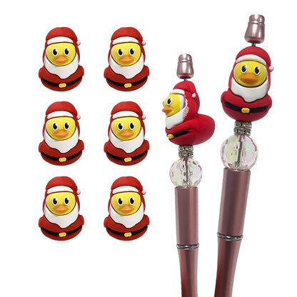 Silicone 3D Focal Beads Christmas Duck with Santa Outfit 5