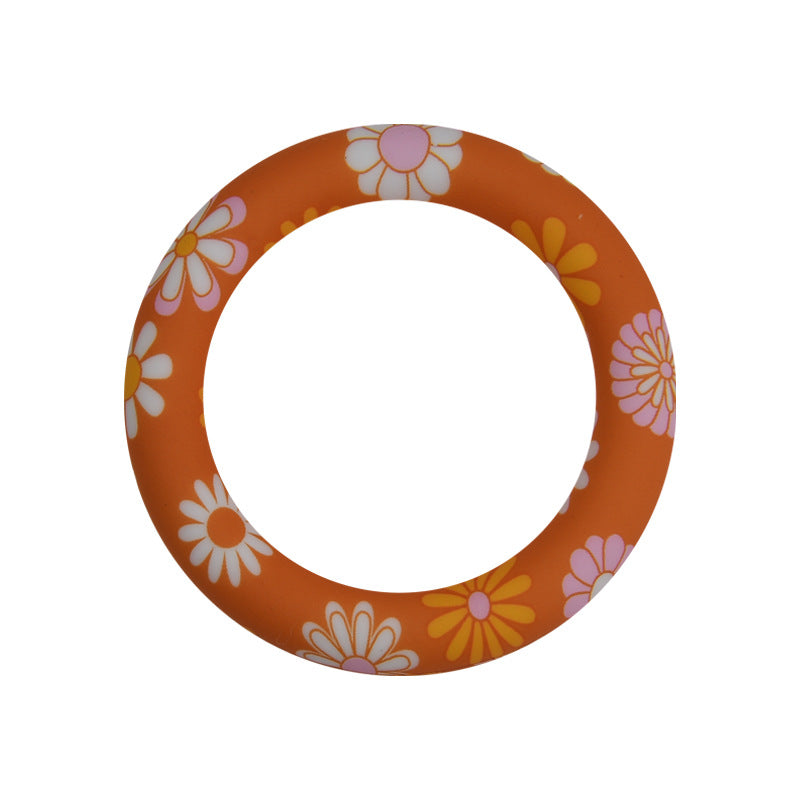 65mm Printed Silicone Beads Rings Multi Color Design 11