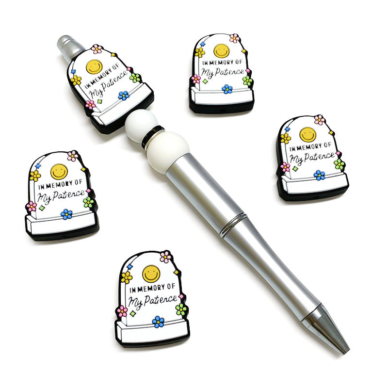 20pcs Silicone Focal Beads Commemoration Of My Patience Smiley Face Tombstone 4