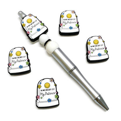 20pcs Silicone Focal Beads Commemoration Of My Patience Smiley Face Tombstone 4