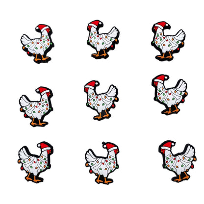 20Psc Silicone Focal Beads Christmas Chicken Wearing Hat 5