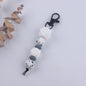 Leopard Print Silicone Bead Keychain with Geometric Beads Charm 7