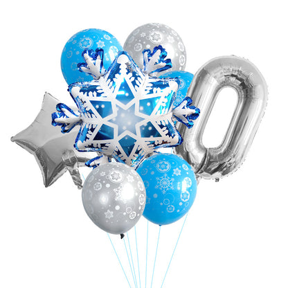 Ice Snow Theme Snowflake Foil Balloon Set Party Decoration 14