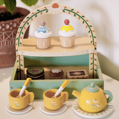 Wooden Pretend Play Toy Cake Rack Montessori Toy for Kids 4